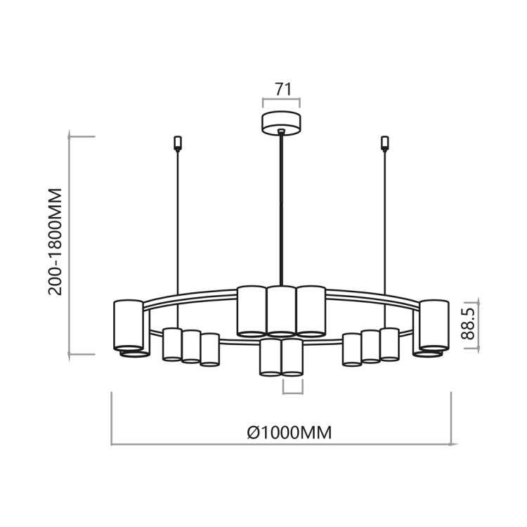 Lampa sufitowa wisząca okrąg koło Industrialna Loft GENESIS BLACK 15xGU10 ML0376 Milagro 100cm nowoczesna oprawa oświetleniowa okrągła metal żyrandol czarny czarna zwis Inspiracje Premium