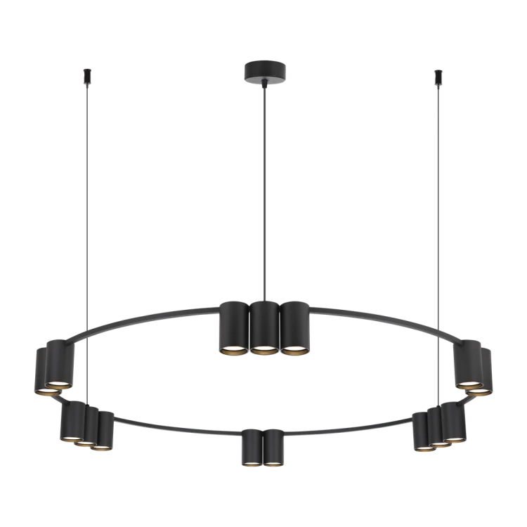 Lampa sufitowa wisząca okrąg koło Industrialna Loft GENESIS BLACK 15xGU10 ML0376 Milagro 100cm nowoczesna oprawa oświetleniowa okrągła metal żyrandol czarny czarna zwis Inspiracje Premium