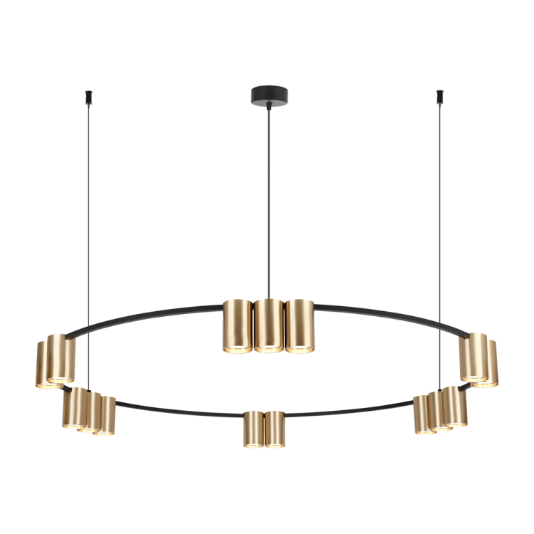 Lampa sufitowa wisząca okrąg koło Industrialna Loft GENESIS BLACK GOLD 15xGU10 ML0378 Milagro 100cm nowoczesna oprawa oświetleniowa okrągła metal żyrandol czarno złota czarny złoty zwis Inspiracje Premium