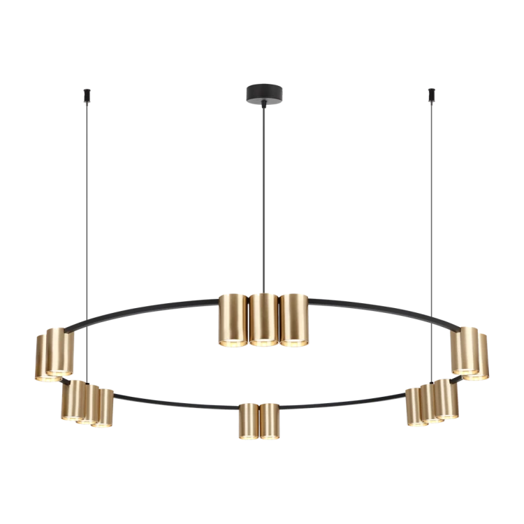 Lampa sufitowa wisząca okrąg koło Industrialna Loft GENESIS BLACK GOLD 15xGU10 ML0378 Milagro 100cm nowoczesna oprawa oświetleniowa okrągła metal żyrandol czarno złota czarny złoty zwis Inspiracje Premium