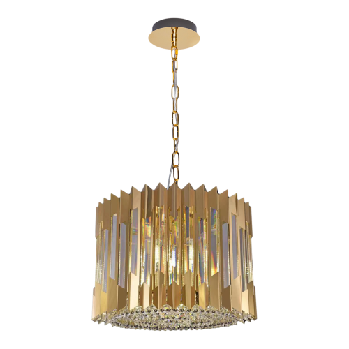 Lampa sufitowa wisząca żyrandol RITZ GOLD 7xE14 ML0393 Milagro 7x E14 42cm nowoczesna oprawa oświetleniowa okrągła kryształy kryształ złoty złota zwis Inspiracje Premium