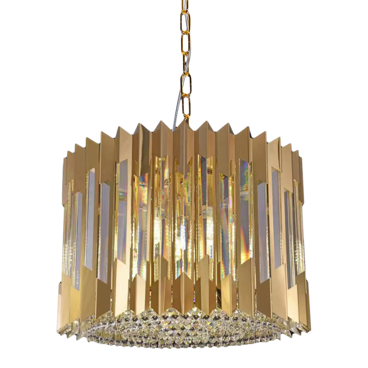 Lampa sufitowa wisząca żyrandol RITZ GOLD 7xE14 ML0393 Milagro 7x E14 42cm nowoczesna oprawa oświetleniowa okrągła kryształy kryształ złoty złota zwis Inspiracje Premium
