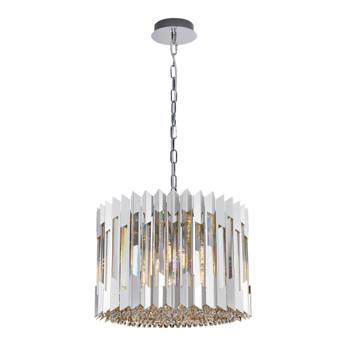 Lampa sufitowa wisząca żyrandol RITZ CHROME 7xE14 ML0394 Milagro 7x E14 42cm nowoczesna oprawa oświetleniowa okrągła kryształy kryształ chrom zwis Inspiracje Premium