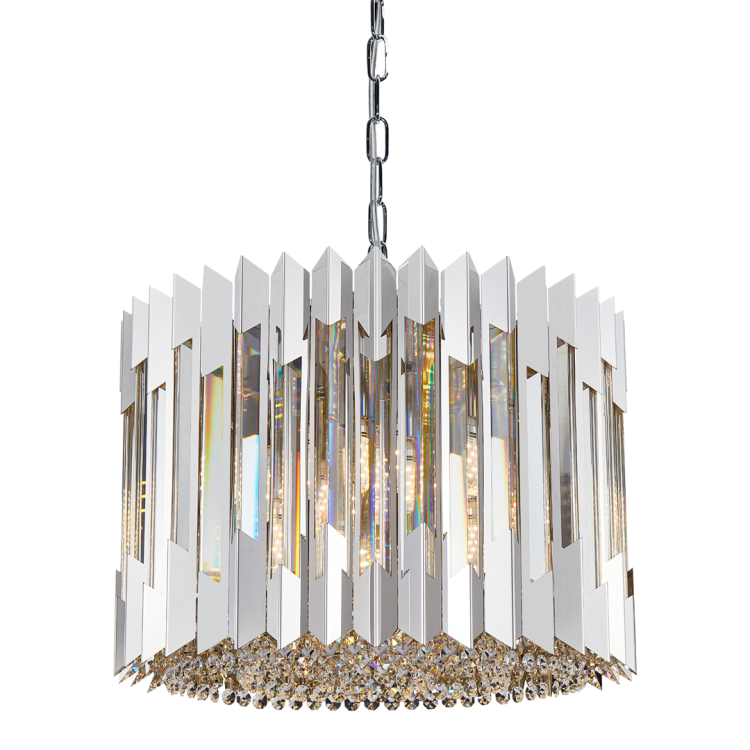 Lampa sufitowa wisząca żyrandol RITZ CHROME 7xE14 ML0394 Milagro 7x E14 42cm nowoczesna oprawa oświetleniowa okrągła kryształy kryształ chrom zwis Inspiracje Premium
