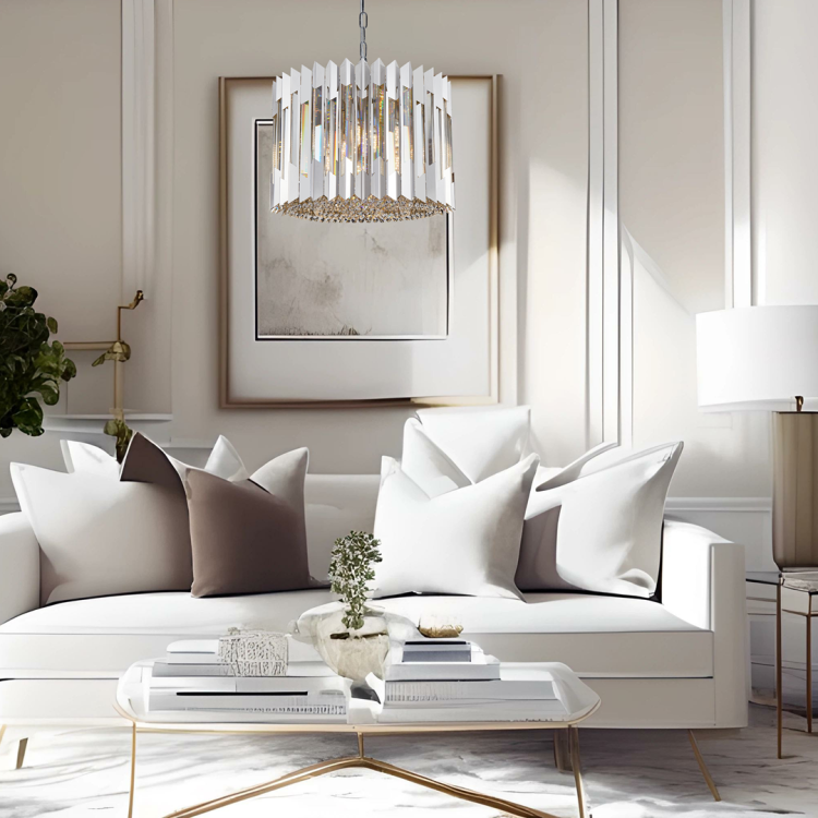 Lampa sufitowa wisząca żyrandol RITZ CHROME 7xE14 ML0394 Milagro 7x E14 42cm nowoczesna oprawa oświetleniowa okrągła kryształy kryształ chrom zwis Inspiracje Premium