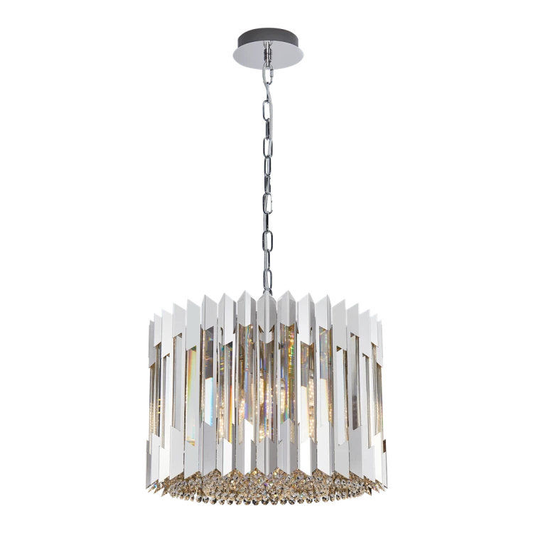 Lampa sufitowa wisząca żyrandol RITZ CHROME 7xE14 ML0394 Milagro 7x E14 42cm nowoczesna oprawa oświetleniowa okrągła kryształy kryształ chrom zwis Inspiracje Premium