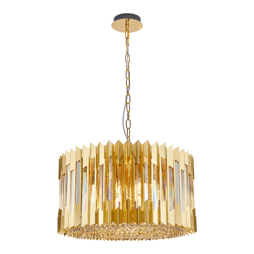 Lampa sufitowa wisząca żyrandol RITZ GOLD 12xE14 ML0395 Milagro 12x E14 54cm nowoczesna oprawa oświetleniowa okrągła kryształy kryształ złoty złota zwis Inspiracje Premium