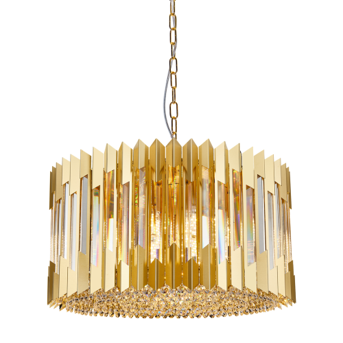 Lampa sufitowa wisząca żyrandol RITZ GOLD 12xE14 ML0395 Milagro 12x E14 54cm nowoczesna oprawa oświetleniowa okrągła kryształy kryształ złoty złota zwis Inspiracje Premium
