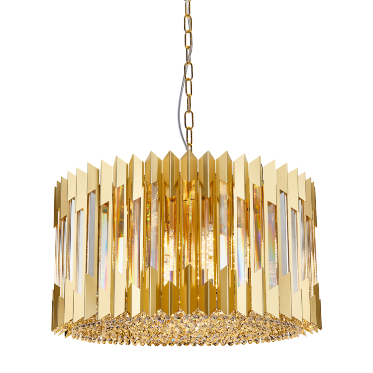Lampa sufitowa wisząca żyrandol RITZ GOLD 12xE14 ML0395 Milagro 12x E14 54cm nowoczesna oprawa oświetleniowa okrągła kryształy kryształ złoty złota zwis Inspiracje Premium