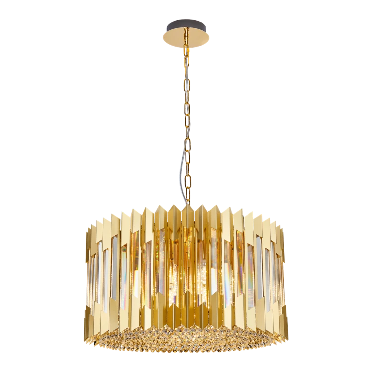 Lampa sufitowa wisząca żyrandol RITZ GOLD 12xE14 ML0395 Milagro 12x E14 54cm nowoczesna oprawa oświetleniowa okrągła kryształy kryształ złoty złota zwis Inspiracje Premium