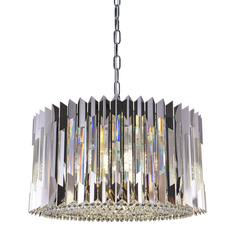 Lampa sufitowa wisząca żyrandol RITZ CHROME 12xE14 ML0396 Milagro 12x E14 54cm nowoczesna oprawa oświetleniowa okrągła kryształy kryształ chrom zwis Inspiracje Premium