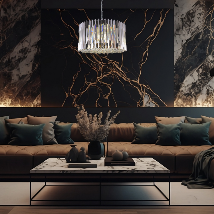 Lampa sufitowa wisząca żyrandol RITZ CHROME 12xE14 ML0396 Milagro 12x E14 54cm nowoczesna oprawa oświetleniowa okrągła kryształy kryształ chrom zwis Inspiracje Premium