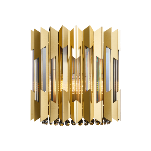Lampa ścienna Kinkiet RITZ GOLD 2xE14 ML0397 Milagro 2x E14 nowoczesna oprawa oświetleniowa okrągła kryształy kryształ szkło złoty złota podwójny Inspiracje Premium
