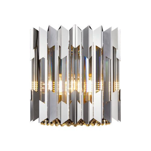 Lampa ścienna Kinkiet RITZ CHROME 2xE14 ML0398 Milagro 2x E14 nowoczesna oprawa oświetleniowa okrągła kryształy kryształ szkło chrom podwójny Inspiracje Premium