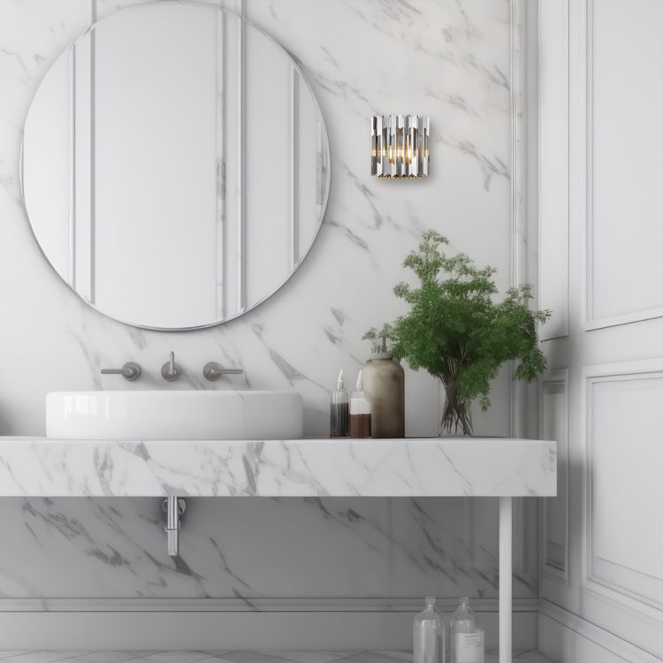 Lampa ścienna Kinkiet RITZ CHROME 2xE14 ML0398 Milagro 2x E14 nowoczesna oprawa oświetleniowa okrągła kryształy kryształ szkło chrom podwójny Inspiracje Premium