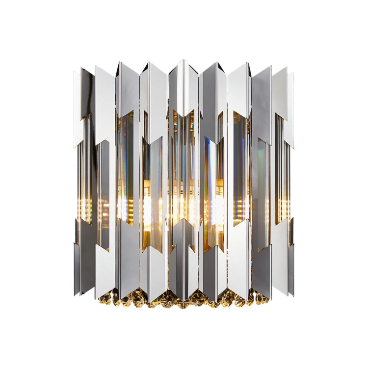 Lampa ścienna Kinkiet RITZ CHROME 2xE14 ML0398 Milagro 2x E14 nowoczesna oprawa oświetleniowa okrągła kryształy kryształ szkło chrom podwójny Inspiracje Premium