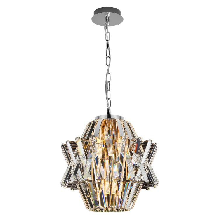 Lampa sufitowa wisząca żyrandol CROWN CHROME 4xE14 ML0400 Milagro 4x E14 34cm nowoczesna oprawa oświetleniowa okrągła kryształy kryształ chrom zwis Inspiracje Premium