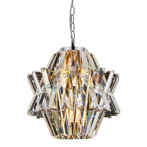 Lampa sufitowa wisząca żyrandol CROWN CHROME 4xE14 ML0400 Milagro 4x E14 34cm nowoczesna oprawa oświetleniowa okrągła kryształy kryształ chrom zwis Inspiracje Premium