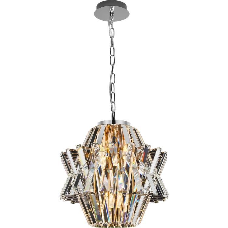 Lampa sufitowa wisząca żyrandol CROWN CHROME 4xE14 ML0400 Milagro 4x E14 34cm nowoczesna oprawa oświetleniowa okrągła kryształy kryształ chrom zwis Inspiracje Premium