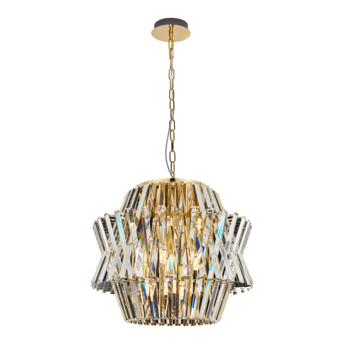 Lampa sufitowa wisząca żyrandol CROWN GOLD 12xE14 ML0401 Milagro 12x E14 54cm nowoczesna oprawa oświetleniowa okrągła kryształy kryształ złoty złota zwis Inspiracje Premium