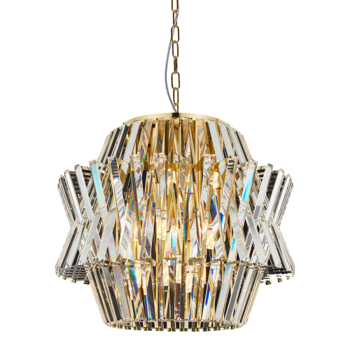 Lampa sufitowa wisząca żyrandol CROWN GOLD 12xE14 ML0401 Milagro 12x E14 54cm nowoczesna oprawa oświetleniowa okrągła kryształy kryształ złoty złota zwis Inspiracje Premium