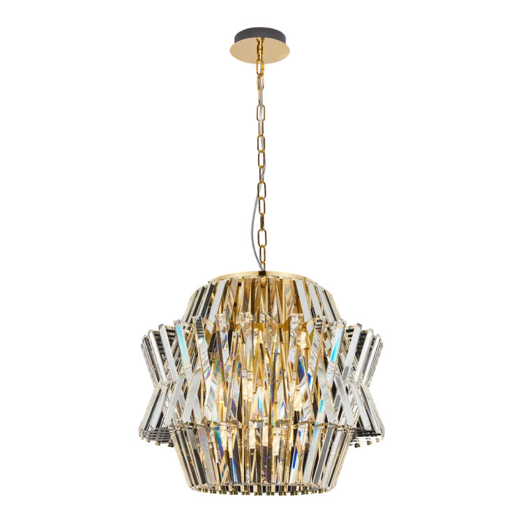 Lampa sufitowa wisząca żyrandol CROWN GOLD 12xE14 ML0401 Milagro 12x E14 54cm nowoczesna oprawa oświetleniowa okrągła kryształy kryształ złoty złota zwis Inspiracje Premium