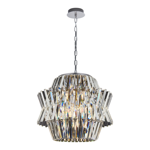 Lampa sufitowa wisząca żyrandol CROWN CHROME 12xE14 ML0402 Milagro 12x E14 54cm nowoczesna oprawa oświetleniowa okrągła kryształy kryształ chrom zwis Inspiracje Premium