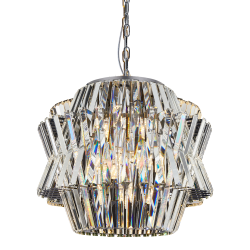 Lampa sufitowa wisząca żyrandol CROWN CHROME 12xE14 ML0402 Milagro 12x E14 54cm nowoczesna oprawa oświetleniowa okrągła kryształy kryształ chrom zwis Inspiracje Premium