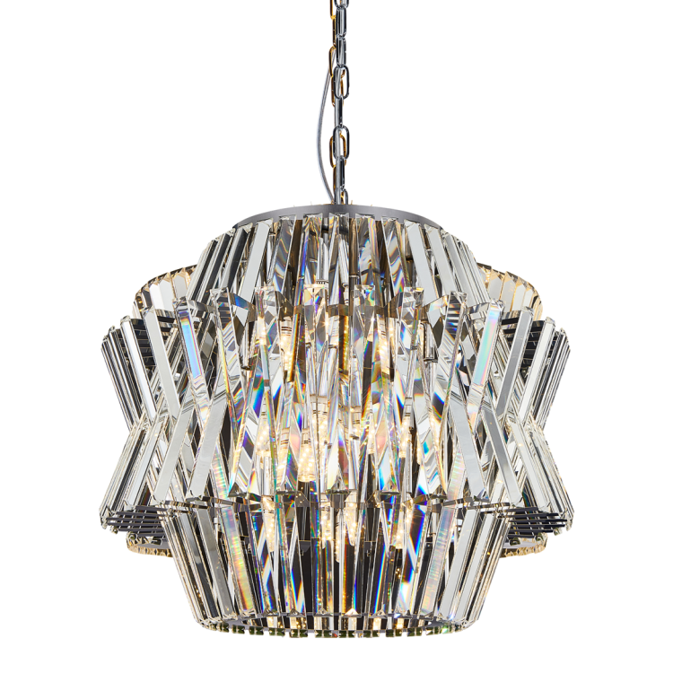 Lampa sufitowa wisząca żyrandol CROWN CHROME 12xE14 ML0402 Milagro 12x E14 54cm nowoczesna oprawa oświetleniowa okrągła kryształy kryształ chrom zwis Inspiracje Premium