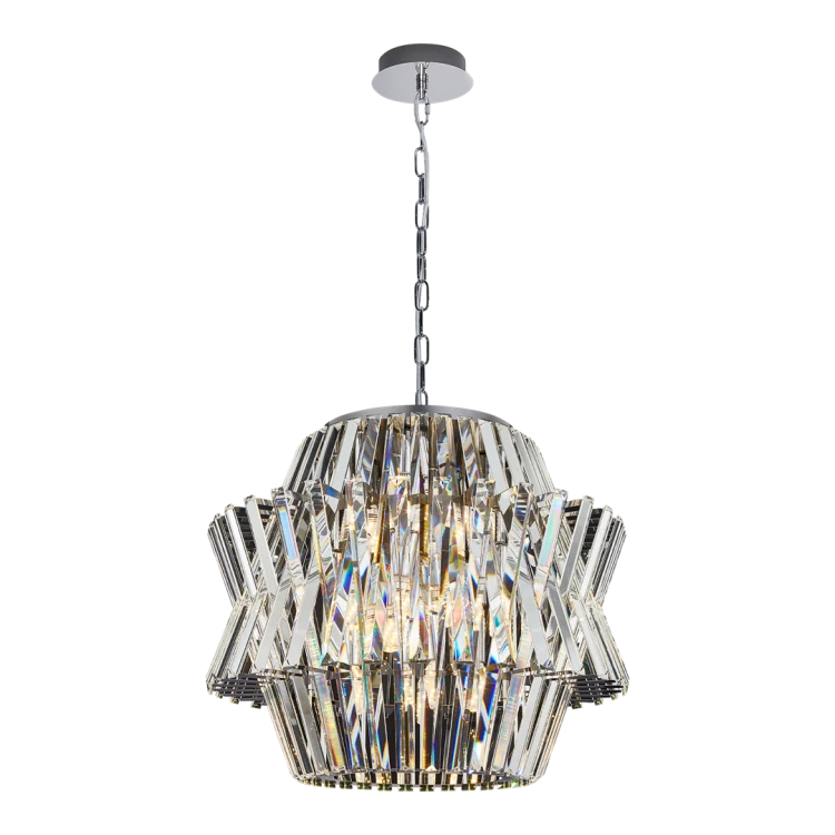 Lampa sufitowa wisząca żyrandol CROWN CHROME 12xE14 ML0402 Milagro 12x E14 54cm nowoczesna oprawa oświetleniowa okrągła kryształy kryształ chrom zwis Inspiracje Premium