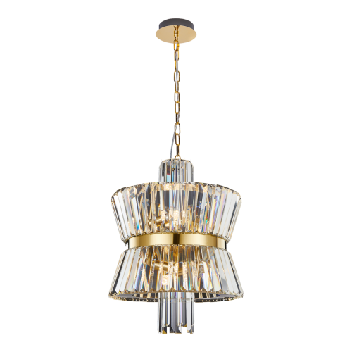 Lampa sufitowa wisząca żyrandol AURELIA GOLD 8xE14 ML0403 Milagro 8x E14 42cm nowoczesna oprawa oświetleniowa okrągła kryształy kryształ złoty złota zwis Inspiracje Premium