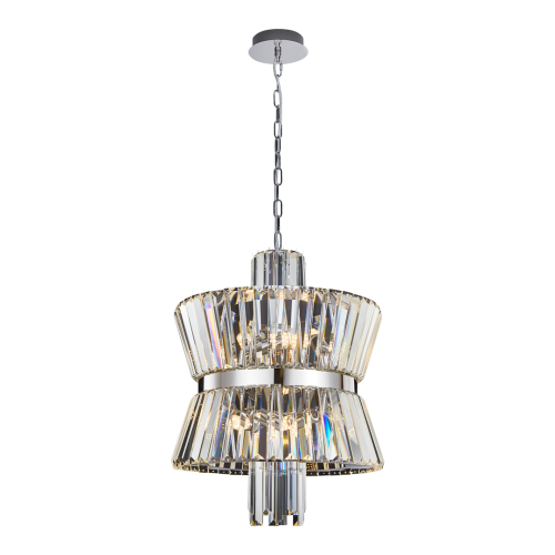 Lampa sufitowa wisząca żyrandol AURELIA CHROME 8xE14 ML0404 Milagro 8x E14 42cm nowoczesna oprawa oświetleniowa okrągła kryształy kryształ chrom zwis Inspiracje Premium