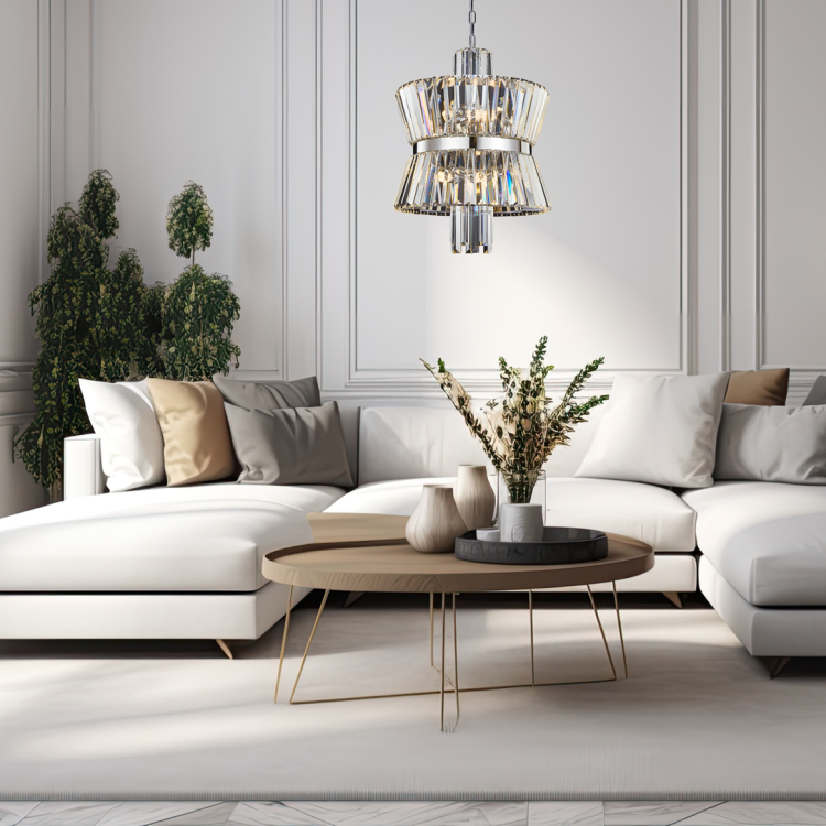 Lampa sufitowa wisząca żyrandol AURELIA CHROME 8xE14 ML0404 Milagro 8x E14 42cm nowoczesna oprawa oświetleniowa okrągła kryształy kryształ chrom zwis Inspiracje Premium