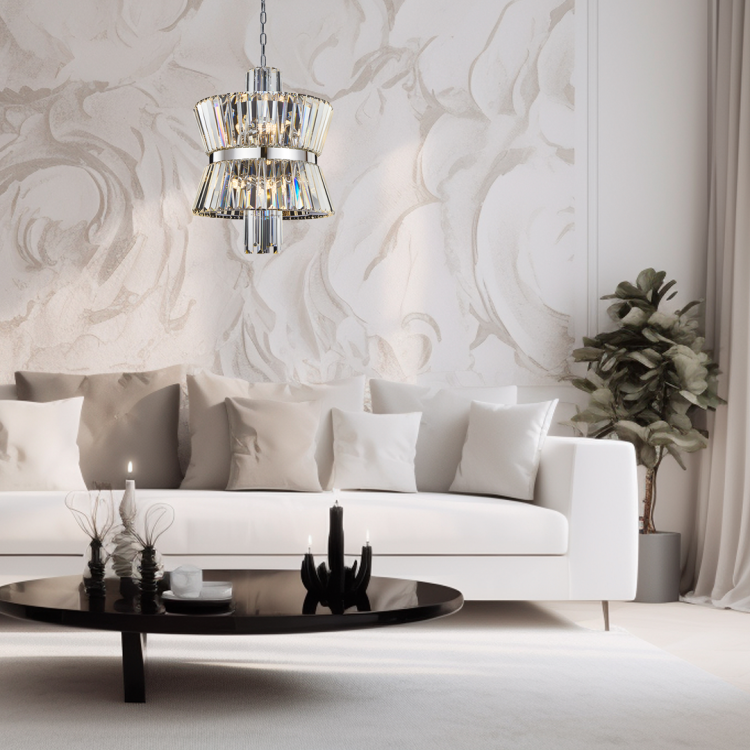 Lampa sufitowa wisząca żyrandol AURELIA CHROME 8xE14 ML0404 Milagro 8x E14 42cm nowoczesna oprawa oświetleniowa okrągła kryształy kryształ chrom zwis Inspiracje Premium
