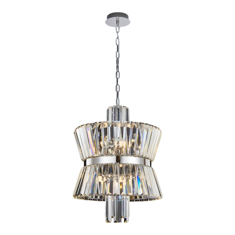 Lampa sufitowa wisząca żyrandol AURELIA CHROME 8xE14 ML0404 Milagro 8x E14 42cm nowoczesna oprawa oświetleniowa okrągła kryształy kryształ chrom zwis Inspiracje Premium