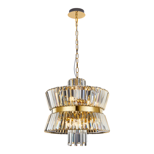Lampa sufitowa wisząca żyrandol AURELIA GOLD 12xE14 ML0405 Milagro 12x E14 54cm nowoczesna oprawa oświetleniowa okrągła kryształy kryształ złoty złota zwis Inspiracje Premium
