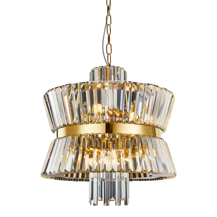 Lampa sufitowa wisząca żyrandol AURELIA GOLD 12xE14 ML0405 Milagro 12x E14 54cm nowoczesna oprawa oświetleniowa okrągła kryształy kryształ złoty złota zwis Inspiracje Premium