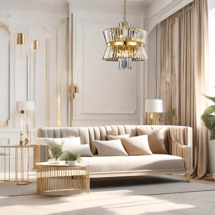Lampa sufitowa wisząca żyrandol AURELIA GOLD 12xE14 ML0405 Milagro 12x E14 54cm nowoczesna oprawa oświetleniowa okrągła kryształy kryształ złoty złota zwis Inspiracje Premium