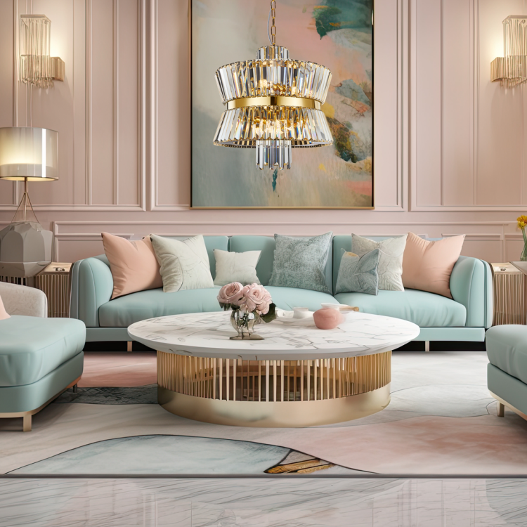 Lampa sufitowa wisząca żyrandol AURELIA GOLD 12xE14 ML0405 Milagro 12x E14 54cm nowoczesna oprawa oświetleniowa okrągła kryształy kryształ złoty złota zwis Inspiracje Premium