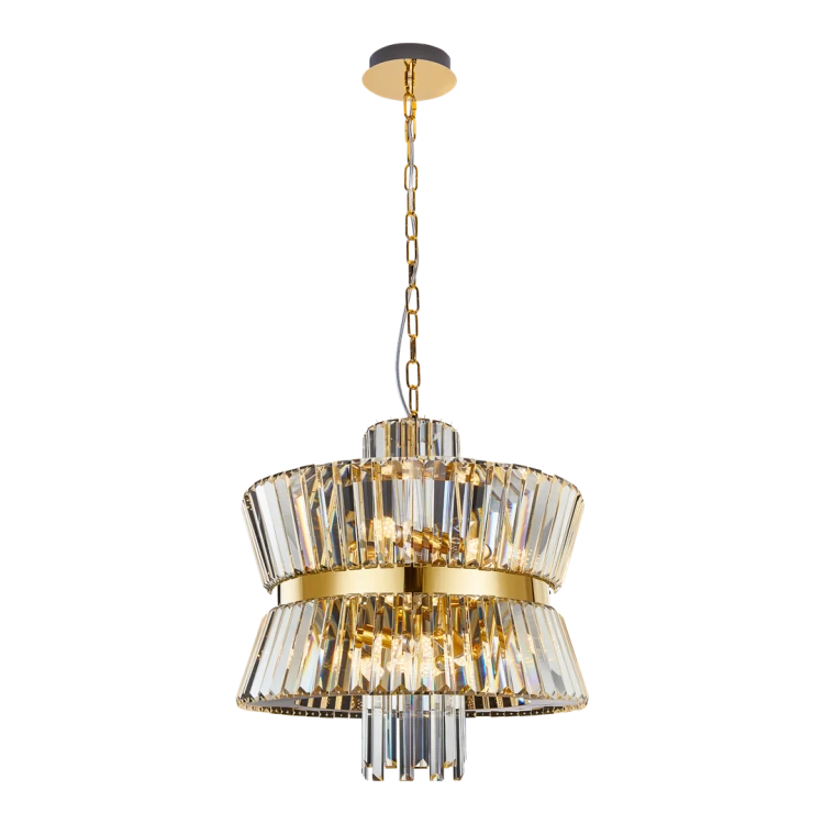 Lampa sufitowa wisząca żyrandol AURELIA GOLD 12xE14 ML0405 Milagro 12x E14 54cm nowoczesna oprawa oświetleniowa okrągła kryształy kryształ złoty złota zwis Inspiracje Premium