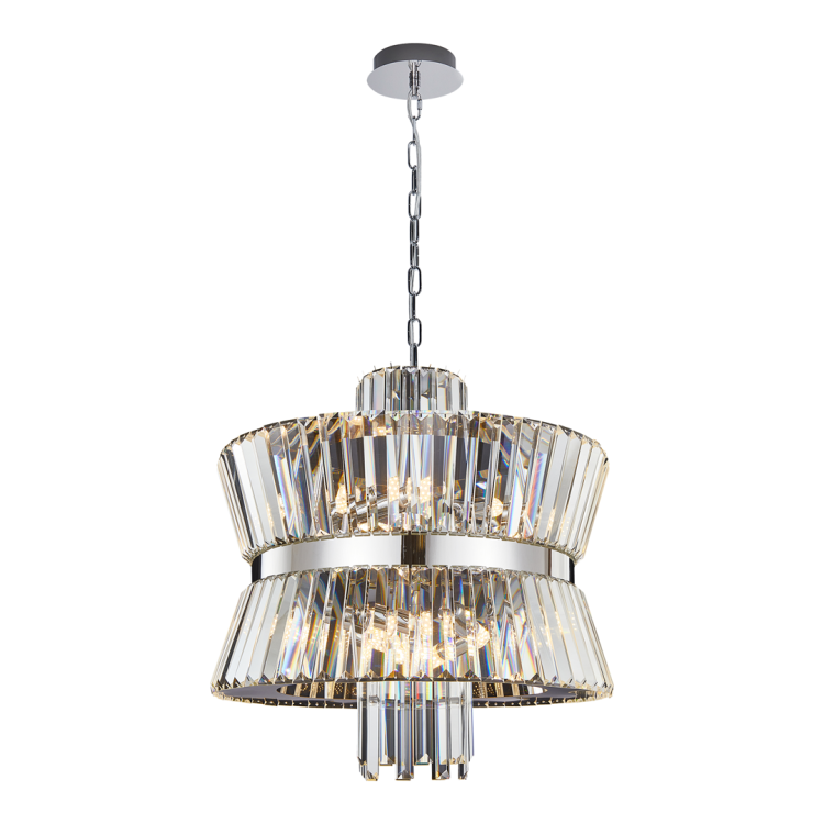 Lampa sufitowa wisząca żyrandol AURELIA CHROME 12xE14 ML0406 Milagro 12x E14 54cm nowoczesna oprawa oświetleniowa okrągła kryształy kryształ chrom zwis Inspiracje Premium
