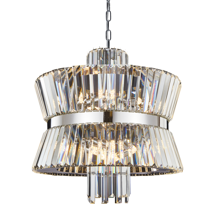Lampa sufitowa wisząca żyrandol AURELIA CHROME 12xE14 ML0406 Milagro 12x E14 54cm nowoczesna oprawa oświetleniowa okrągła kryształy kryształ chrom zwis Inspiracje Premium