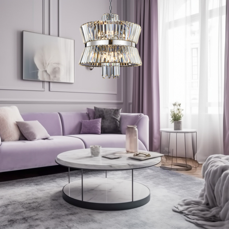 Lampa sufitowa wisząca żyrandol AURELIA CHROME 12xE14 ML0406 Milagro 12x E14 54cm nowoczesna oprawa oświetleniowa okrągła kryształy kryształ chrom zwis Inspiracje Premium