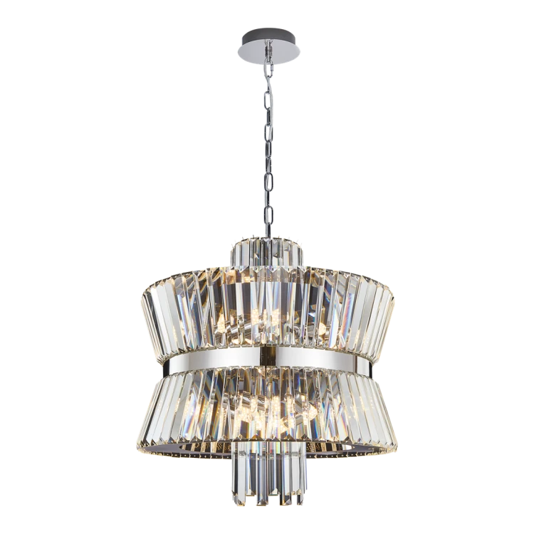 Lampa sufitowa wisząca żyrandol AURELIA CHROME 12xE14 ML0406 Milagro 12x E14 54cm nowoczesna oprawa oświetleniowa okrągła kryształy kryształ chrom zwis Inspiracje Premium