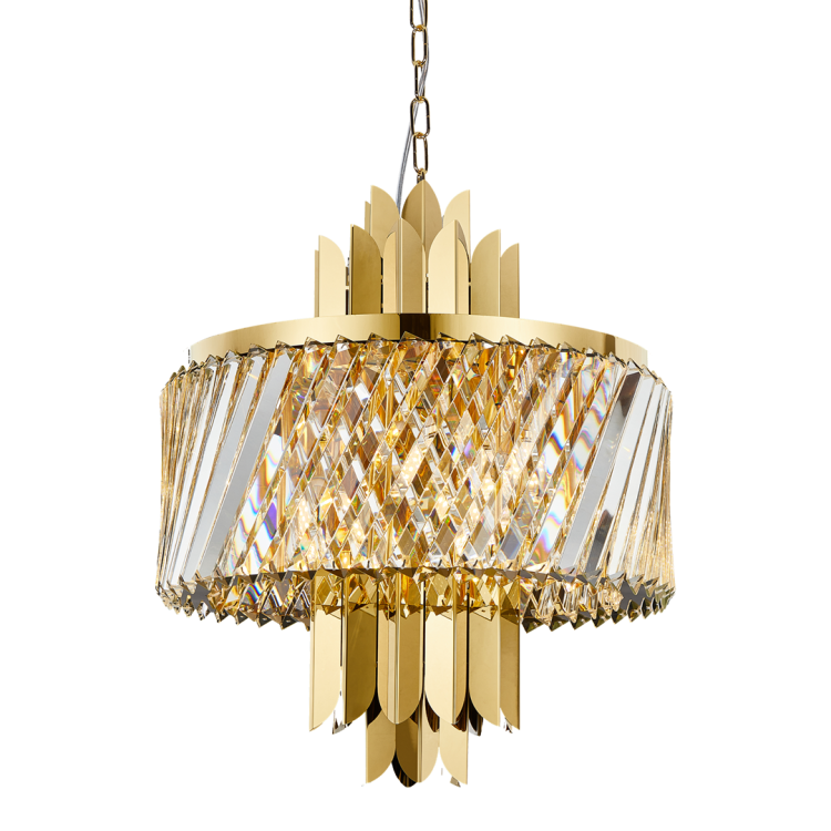 Lampa sufitowa wisząca żyrandol MARGOT GOLD 6xE14 ML0407 Milagro 6x E14 43cm nowoczesna oprawa oświetleniowa okrągła kryształy kryształ złoty złota zwis Inspiracje Premium