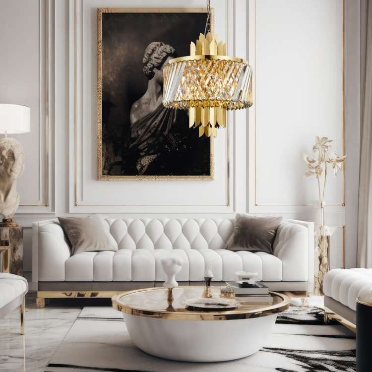 Lampa sufitowa wisząca żyrandol MARGOT GOLD 6xE14 ML0407 Milagro 6x E14 43cm nowoczesna oprawa oświetleniowa okrągła kryształy kryształ złoty złota zwis Inspiracje Premium