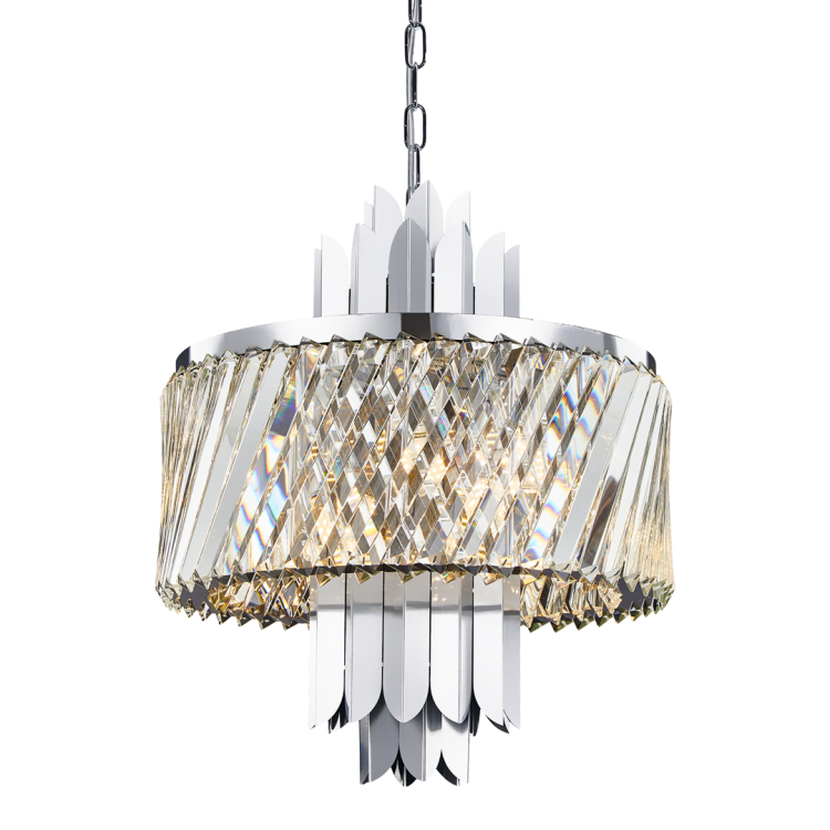 Lampa sufitowa wisząca żyrandol MARGOT CHROME 6xE14 ML0408 Milagro 6x E14 43cm nowoczesna oprawa oświetleniowa okrągła kryształy kryształ chrom zwis Inspiracje Premium