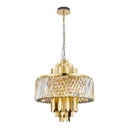 Lampa sufitowa wisząca żyrandol MARGOT GOLD 9xE14 ML0409 Milagro 9x E14 55cm nowoczesna oprawa oświetleniowa okrągła kryształy kryształ złoty złota zwis Inspiracje Premium