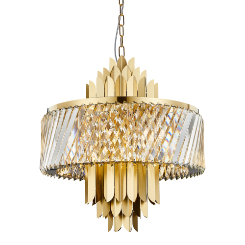 Lampa sufitowa wisząca żyrandol MARGOT GOLD 9xE14 ML0409 Milagro 9x E14 55cm nowoczesna oprawa oświetleniowa okrągła kryształy kryształ złoty złota zwis Inspiracje Premium