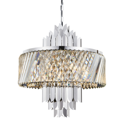 Lampa sufitowa wisząca żyrandol MARGOT CHROME 9xE14 ML0410 Milagro 9x E14 55cm nowoczesna oprawa oświetleniowa okrągła kryształy kryształ chrom zwis Inspiracje Premium